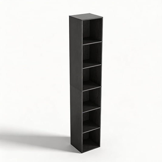 6 Cube Storage Organizer, 6 Tier Cube Low Bookcase Freestanding Storage Display Organizer, Six-Cubes Open Shelf Bookshelf for Home Office (Black, 6-Cube)