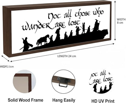 Not All Who Wonders are Lost Sign, Aesthetic Wooden Table Signs, Farmhouse Framed Wood Sign, Decorative Wooden Plaque, Home Office Decor, Shelf Table Decoration, Encouragement Gift for Women Men