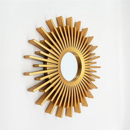 Gold Mirrors for Wall Decor Pack of 3. Round Mirrors.Rays of Light and Annual Ring Shape. Decorative Mirrors.Wall Mirrors for Decor Home Decor.Plastic Frames.Glass Mirrors.Sun Gold Color.