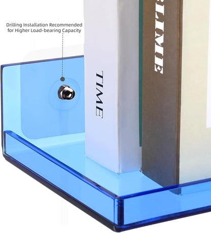 Floating Shelves for Wall Acrylic Wall Shelves for Bedroom Bathroom Living Room Kitchen 16.5X5.5'', Pack of 2, Blue