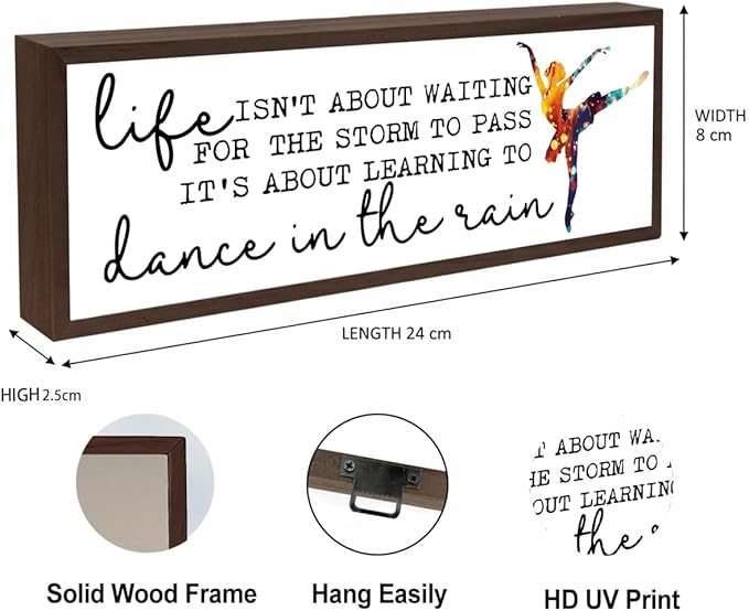 Life isn't about Waiting for the Storm to Pass Sign, Motivational Wood Decor, Positive Home Office Decor, Bedroom Decoration for Girls, Cubicle Office Wood Decoration