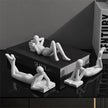 Style-B White Thinker Reads Book Decoration Reader Bookend for Home Aesthetic, Study, and Wine Cabinet – Stylish Shelf Decor Accent and Thoughtful Gift for Living Room, Bar, or Coffee Shop