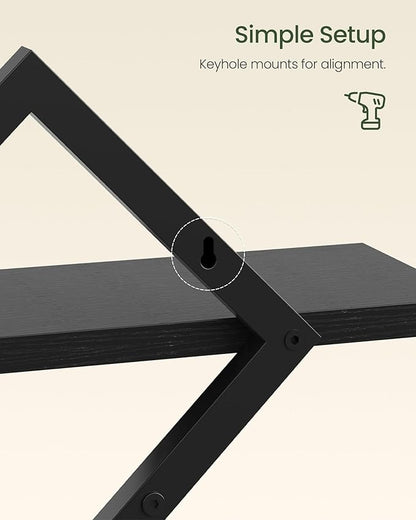Floating Shelves for Wall, Set of 3 Wall Mounted Storage Shelves for Living Room, Bedroom, Kitchen, Bathroom, Black TBJ03P3BB