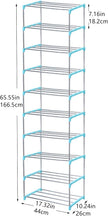 Stackable Small Shoe Rack, Entryway, Hallway and Closet Space Saving Storage and Organization (10-Tier, Blue)