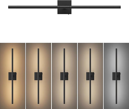 Tipace Hard-Wired LED Black Vanity Light Fixtures for Bathroom Over Mirror 39.4 inch LED Bath Sconces Hardwired 5CCT Adjustable Morden Picture Lights for Paintings
