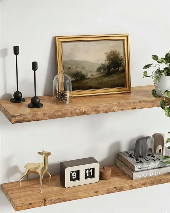 HUARCEY Framed Canvas Wall Art Vintage Decor, Quiet Mountains Picture Decor, Rustic Vintage Neutral Canvas Paintings Retro Table Desk Pictures for Bedroom Living Room, 12x16Inch