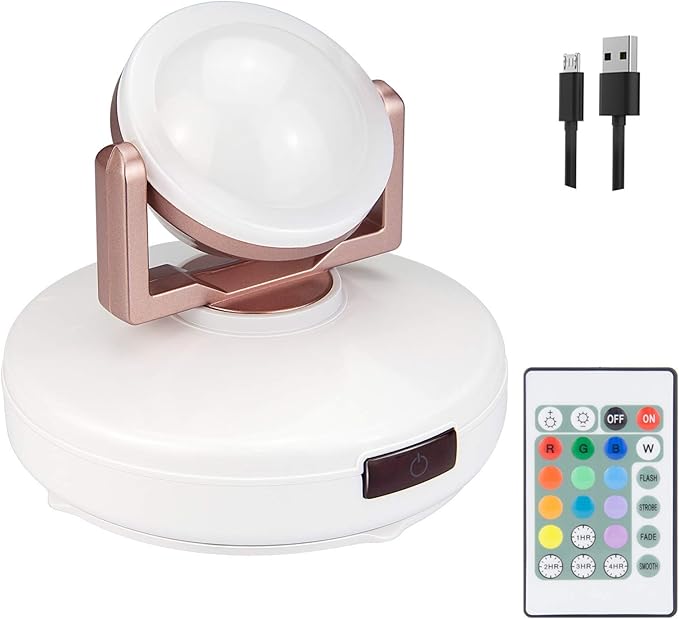12 Colors Changing Accent Light, Rechargeable Picture Light with Remote, LED Dartboard Light, Puck Light with 330°Rotatable Light Head, Stick on Art Spotlight Indoor for Display, Painting
