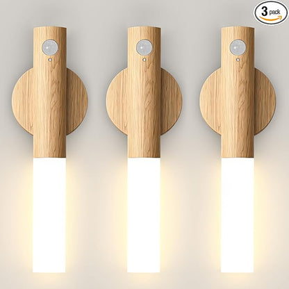 iThird Motion Sensor Wall Light Beech 3PCS, Battery Operated Wall sconces
