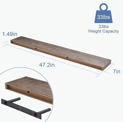 Floating Shelves for Wall, Bathroom Shelves Over Toilet, Wall Shelves & Book Shelf for Room, Hanging Shelf, Modern Wooden Mounted Floating Shelves, 48x7x1.5 in (Smoke Gray, Set of 1)