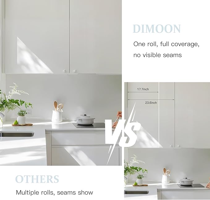 Dimoon 394''x23.6'' Peel and Stick Wallpaper White Contact Paper for New Environmentally Friendly Materials Thickening Upgrade Embossed Renter Friendly Wall Paper Modern Vinyl Wrap Countertop Bedroom