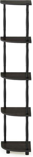 Furinno Turn-N-Tube 5 Tier Corner Display Rack Multipurpose Shelving Unit with Classic Tubes, Espresso/Black (18035EX/BK)