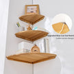 Corner Shelves Wall Mount, 12inch Oak Wood Floating Corner Shelves Set of 2 Round End Small Plant Shelf Wall Mount for Kitchen, Living Room, Bedroom