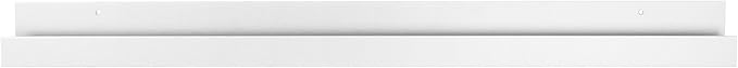 Kate and Laurel Levie Wood Floating Wall Shelf Picture Frame Holder Ledge, White