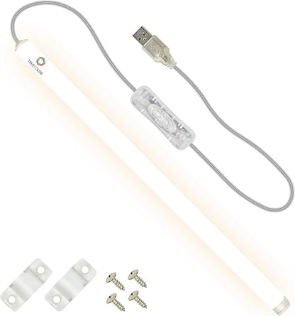 TrueColor USB-Powered LED Light Bar with Frosted Cover for Under Cabinet, Under Monitor, TV Backlight – Easy-Install - Adhesive & Mounting Brackets Included - 100,000 Hours Lifetime (18", Soft White)