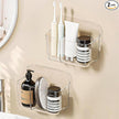 Diesisa 2pc Acrylic Wall Mount Organizer, Adhesive Clear Cabinet Door Organizer,Bathroom Shelves for Wall,No Drilling Hang Walls,with 2 Compartments, for Bathroom, Kitchen, Living Room