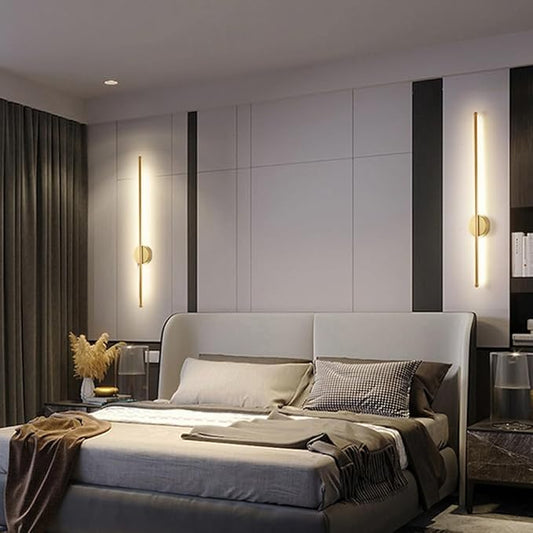 Nordic LED Linear Wall Sconce - Minimalist Aluminum Light for Living Room, Bedroom, and More(Glod,X-Large)