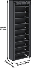 UDEAR 10-Tier Free Standing Shoe Rack Sturdy Shoe Rack Organizer for Closet Entryway Stackable Shoe Shelf with Dustproof Cover,Grey