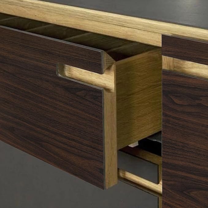 Dark Brown Wood Grain Contact Paper Thick Walnut Wood Wallpaper Peel Stick Black Walnut Wood Look Wall Paper Removable Adhesive Waterproof Wall Covering Decoration Countertop Table Counter Vinyl Wrap