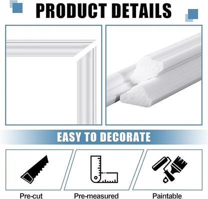 Pangda Peel and Stick Wall Molding Kit, 3D Premade Accent Molding Wainscoting Panel for Interior Wall Moulding Decor, Ready to Assemble Wainscoting Accent Panel(3 Set,24x96 in+48x96 in+ 24x96 in)