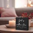 God Is Within Her Bible Verse Artwork Black Wood Box Sign Rustic Farmhouse Style Psalm 46 : 5 Christian Wood Block Plaque 5 X 5 Inches Home Office Desk Sign Decor for Presents