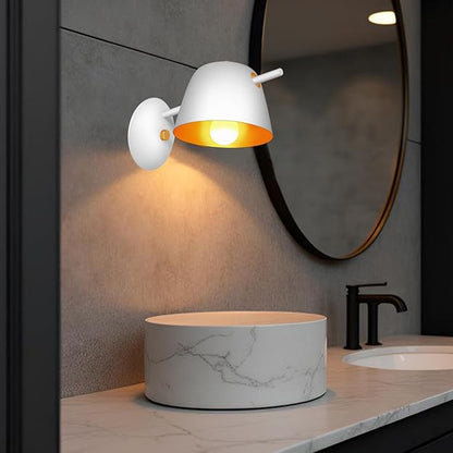 Kawell Modern Metal Wall Sconce Light Fixture Hardwired Indoor Night Light for Bedroom Living Room Kitchen Study Room, Minimalist White Finish