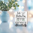 Funny Bathroom Shelf Decor, Life Is Like The Bathroom Signs Decors For Shelves, Small Toilet Restroom Accessories, Shelf Counter Decorations, Wood Plaque With Iron Stand Home Decor Gifts for Women