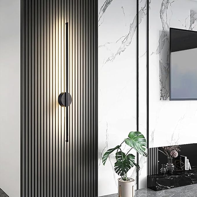 Nordic LED Linear Wall Sconce - Minimalist Aluminum Light for Living Room, Bedroom, and More(Black,100cm)