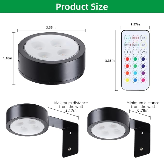 4 Pack Wireless Picture Lights for Wall, Magnetic Black Picture Light Battery Operated with Remote, Dimmable Painting Light for Art Display, RGB Rechargeable Wall Lights for Photo Frame Gallery