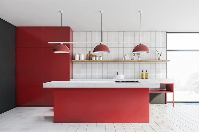 15.7" x 118" Thicken Red Wallpaper Red Contact Paper Solid Color Peel and Stick Wallpaper Matte Wallpapers for Cabinets Self Adhesive Wall Paper for Kitchen Countertops Wall