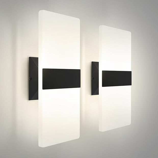 ASD LED Indoor Wall Mount Light Fixture - 14 Inch 24W Modern Interior Matte Black Dimmable Wall Sconce Light - ETL 2700K-5000K Adjustable - Hallway, Bedroom LED Wall Lights, Pack of 2