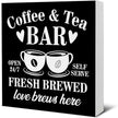 Coffee Bar Decor - Tea Station - Coffee and Tea Bar Wood Sign Home Kitchen Desk Shelf Table Tabletop Decor 5×5 Inches
