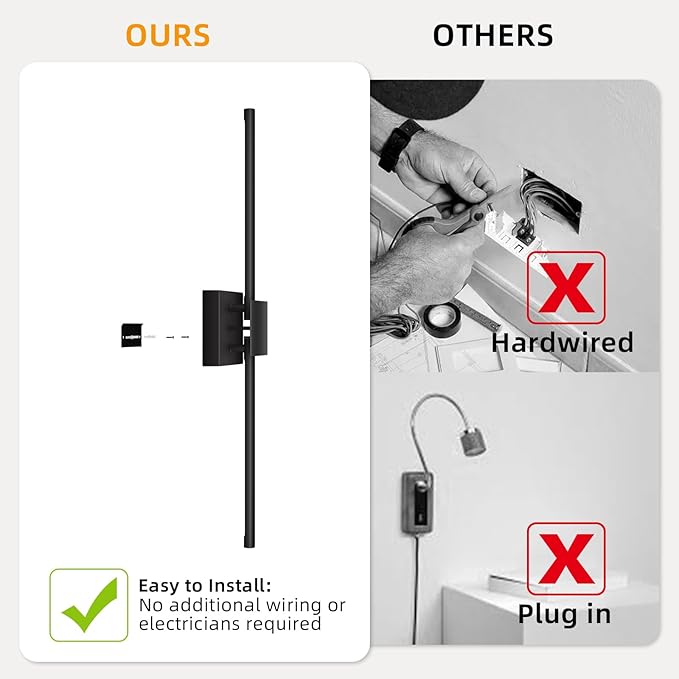 Torchlet Battery Operated Wall Sconce with Remote Control, Dimmable Wall Sconces Set of Two with DIY Independently Rotatable Lamp, 3000K-6000K LED Wall Lights for Living Room, Bedroom, 28.3In, 2 Pack