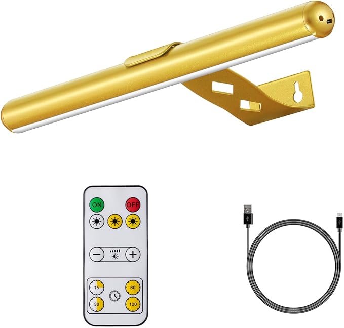 Rechargeable Picture Lights with Remote, 13in Full Metal Wireless Battery Painting Light, Dimmable/Timer Off Artwork Light, with 3 Lighting Modes for Artwork and Dartboards