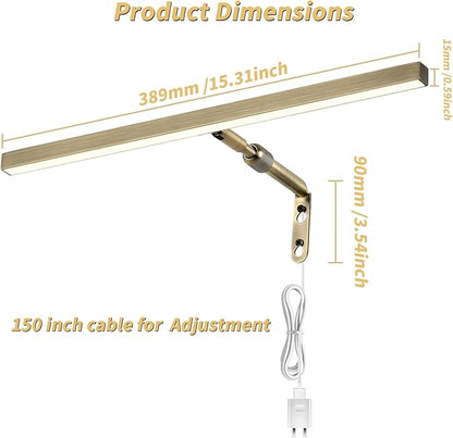 2 Pack LED Picture Lights for Paintings Plug in, 16 Inch 4W Adjustable Art Light Gallery Wall Light for Display Art Work, Antique Brass Finish, CRI90+, 3000K Warm White
