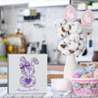 Purple Happy Easter Sign Easter Table Decor Bow Bunny Decor Blue And White Chinoiserie Decor Wooden Box Sign for Home Office Bedroom Living Room Desk Shelves