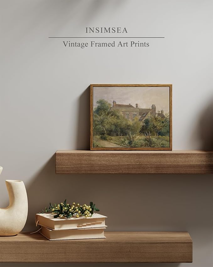 InSimSea Framed Canvas Wall Art Vintage Decor, Home Decor Classical Scenery Watercolor Painting Canvas Prints Wall Decorations for Living Room Home Farmhouse Bathroom Decor, 8