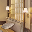 Bsmathom Wall Sconces Sets of 2, Hardwired Classic Brushed Brass Sconces Wall Lighting, Bathroom Vanity Light Fixture with Fabric Shade for Bedroom Living Room Hallway Kitchen, Gold