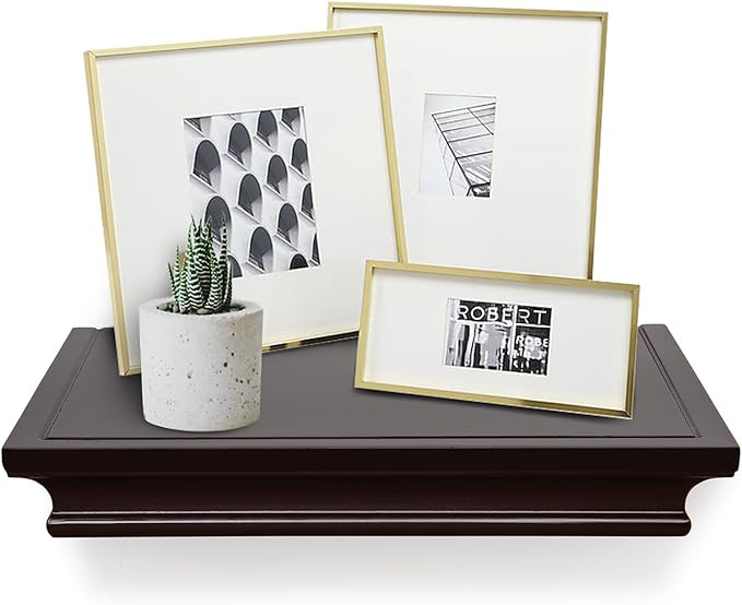 AHDECOR Floating Shelves Wall Mounted, Deeper Wall Storage Shelf for Home Décor, Super Sturdy, Easy to Install, 12” Wide, 7.75” Deep, Espresso Brown