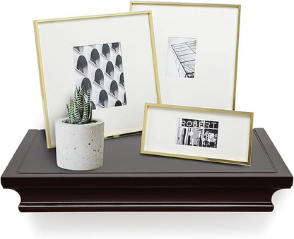 AHDECOR Floating Shelves Wall Mounted, Deeper Wall Storage Shelf for Home Décor, Super Sturdy, Easy to Install, 12” Wide, 7.75” Deep, Espresso Brown