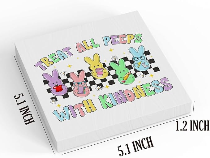 Funny Easter Decorations Peeps Decorations Easter Table Decor Treat All Peeps With Kindness Wooden Box Sign for Home Office Bedroom Living Room Desk Shelves