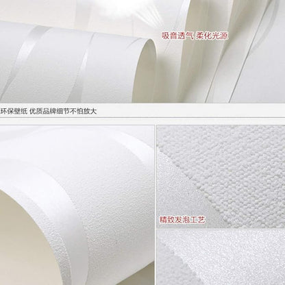 Q QIHANG Simple Fashionable Non-Woven Wallpaper 3D Embossed Three-Dimensional Flocking Foaming Wave Stripes Bedroom Living Room TV Background Wall Shop Decoration20.87 Wx393.7 L Non-Pasted (Cream)