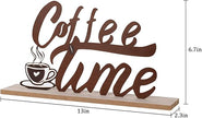 MEETYAMOR Coffee Bars Decor, Wood Metal Coffee Time Sign Decorations for Table Decor, Farmhouse Rustic Coffees Bar Accessories for The Home, Kitchen, Mantle, Shelf