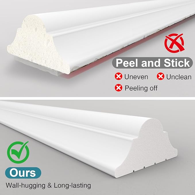 Precut Wall Molding Kit - Set of 12 Frames Paintable Wainscoting Panels Ready-to-Assemble Accent Wall Kit, Modern Molding Trim Decor for Living Room Bedroom Hallway Kitchen Island