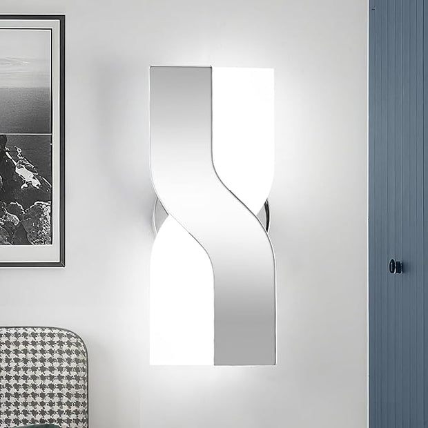Modern LED Wall Sconce, 6000K Cool White Hardwired Wall Light Fixtures, 8W Chrome Acrylic Wall Mounted Lighting Fixture for Bedroom, Living Room, Hallway, Corridor