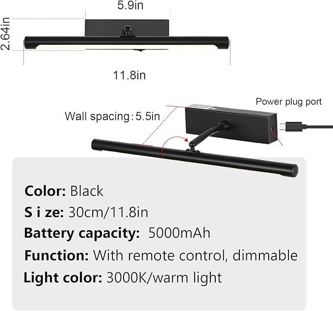 Picture Light for Wall Battery Operated, 12