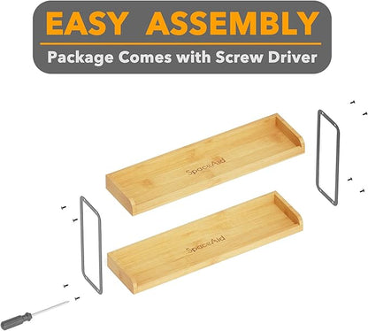 SpaceAid 30" Wide Kitchen Shelf Organizer for Stove, Magnetic Bamboo Spices Shelf for Home Stove Kitchen Storage Organization (Fit for Flat Top Only, 2-Tier)