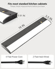 16 Inch LED Under Cabinet Light, Plug in Kitchen Lighting, 3CCT Selectable (3000K/4000K/5000K), CRI94 High Color Accuracy, Linkable, Slim Design Dimmable, Black