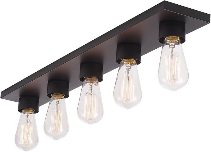 Globe Electric 5-Light Vanity Light, Matte Black, Modern Glam, Bathroom Fixture, Horizontal Vertical Mount, 52088