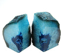 JIC Gem Teal Agate Bookends Geode Book Ends for Bookshelf Decor Decorative Bookends for Shelves Unique Cute Teal Decor with Rubber Bumpers (1 Pair, 3-4 Lbs)