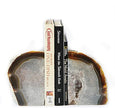 JIC Gem Natural Geode Bookends Decorative Agate Book Ends Stone Book Ends Holders for Shelves with Rubber Bumpers (1 Pair, 3-4 LBS)